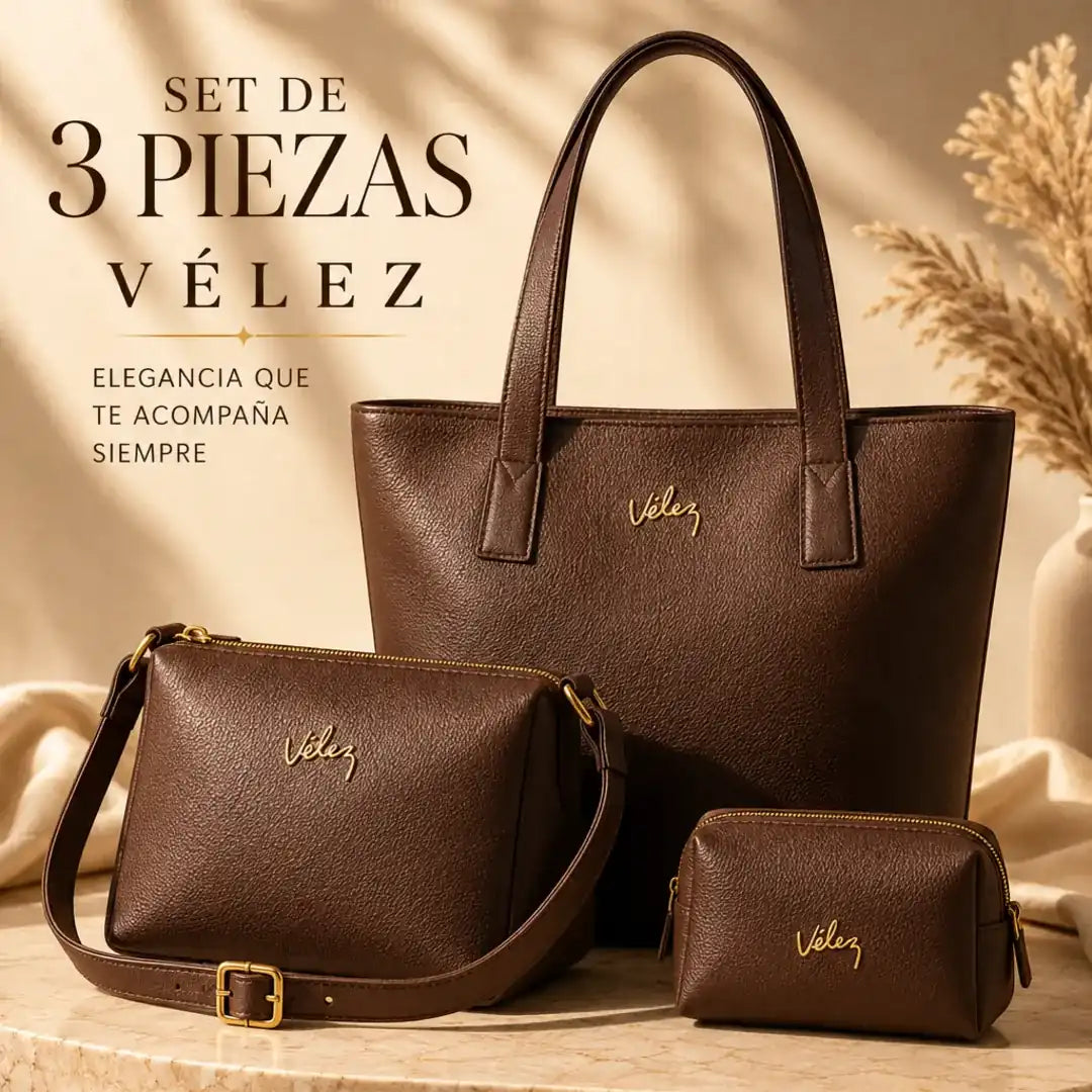 Set Vélez® Original 3 en 1 — Bolso + Carriel + Monedero de Regalo