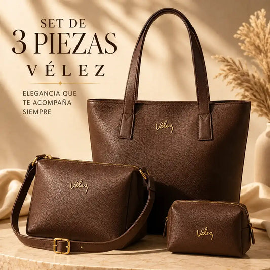 Set Vélez® 3 en 1 — Bolso + Carriel + Monedero de Regalo